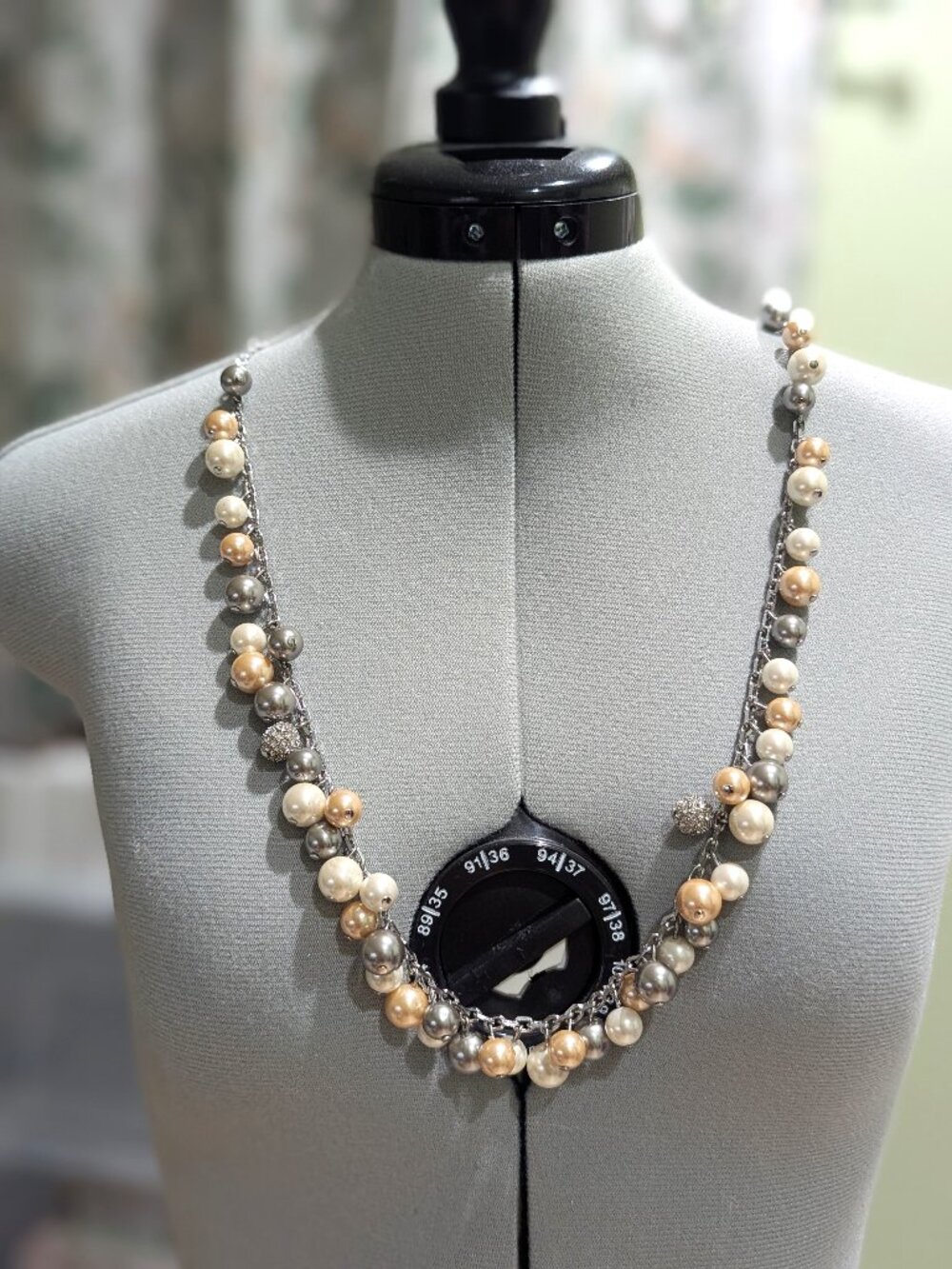 Talbots Silver Tone Multi Strand Faux Pearl Statement Necklace